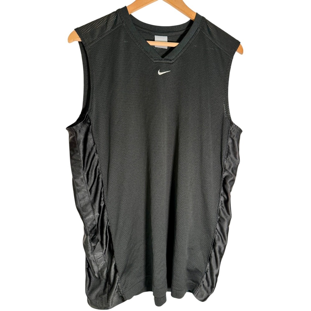 Vintage Y2K Nike Men's Center Swoosh Mesh Basketball Tank Top Black Large